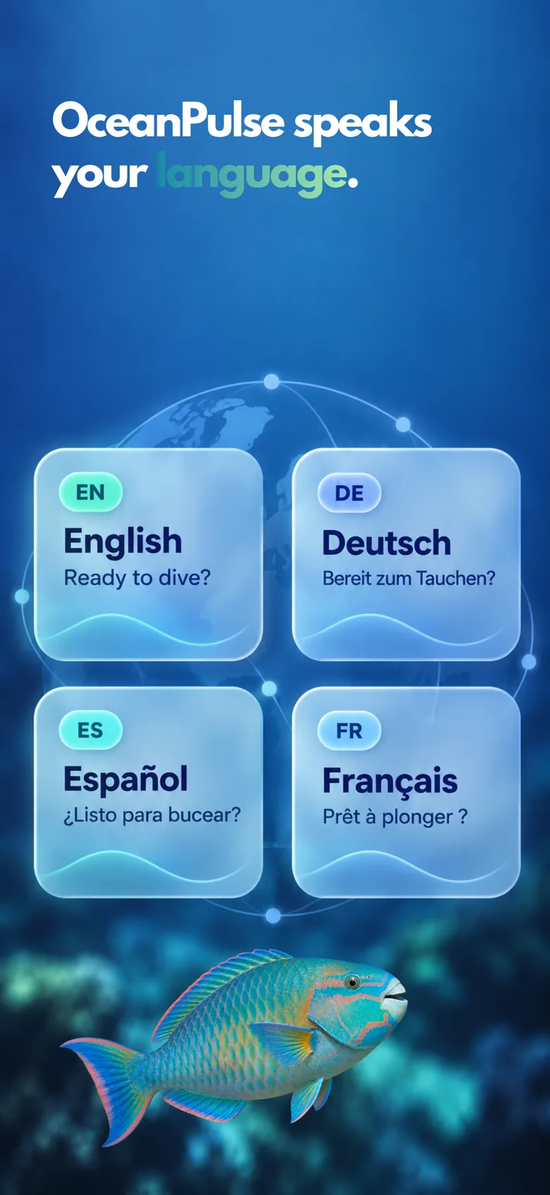 Ocean Pulse en inglés, alemán, español y francés