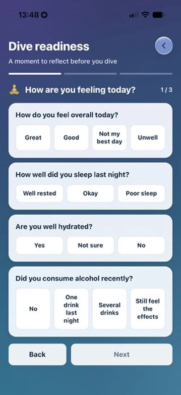 Las preguntas de readiness: cómo te sientes, cómo has dormido, hidratación y alcohol
